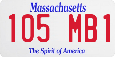 MA license plate 105MB1
