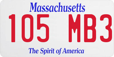 MA license plate 105MB3