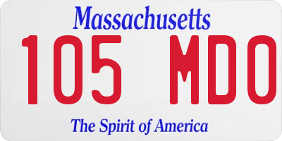 MA license plate 105MD0