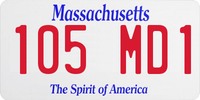 MA license plate 105MD1