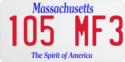 MA license plate 105MF3