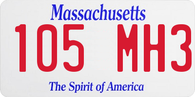 MA license plate 105MH3