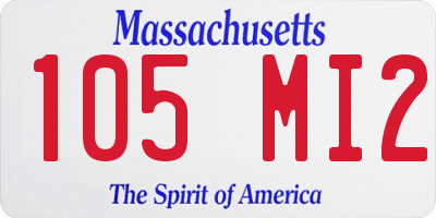 MA license plate 105MI2