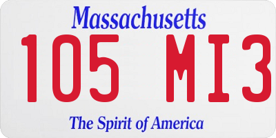MA license plate 105MI3