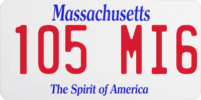 MA license plate 105MI6