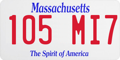 MA license plate 105MI7