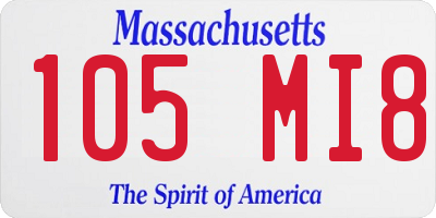 MA license plate 105MI8
