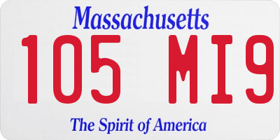 MA license plate 105MI9
