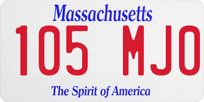 MA license plate 105MJ0