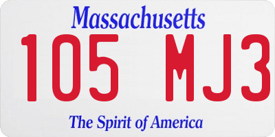 MA license plate 105MJ3