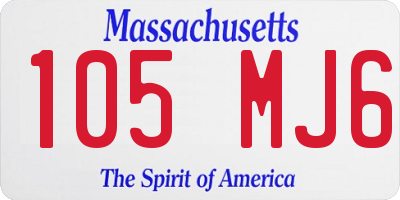 MA license plate 105MJ6