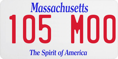 MA license plate 105MO0