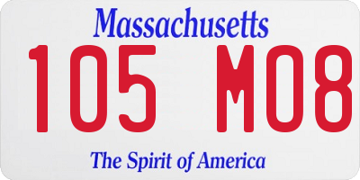 MA license plate 105MO8