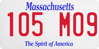 MA license plate 105MO9