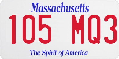 MA license plate 105MQ3