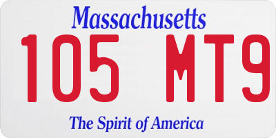 MA license plate 105MT9