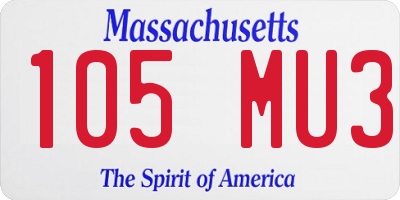 MA license plate 105MU3