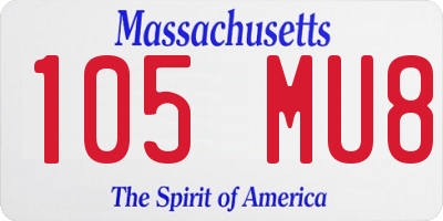 MA license plate 105MU8