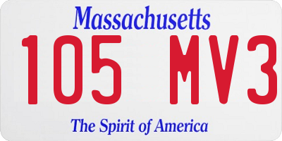 MA license plate 105MV3