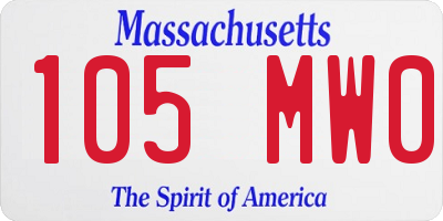 MA license plate 105MW0