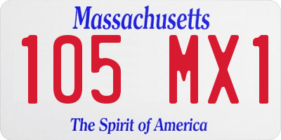 MA license plate 105MX1