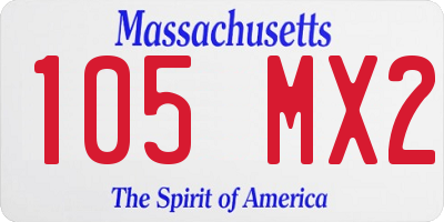 MA license plate 105MX2