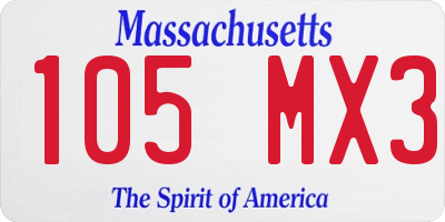 MA license plate 105MX3