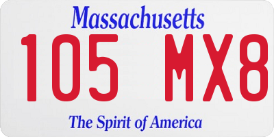 MA license plate 105MX8