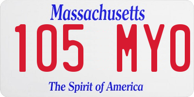 MA license plate 105MY0