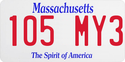 MA license plate 105MY3