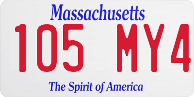 MA license plate 105MY4