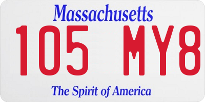 MA license plate 105MY8