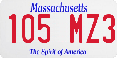 MA license plate 105MZ3