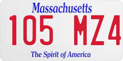 MA license plate 105MZ4