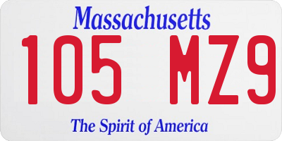 MA license plate 105MZ9