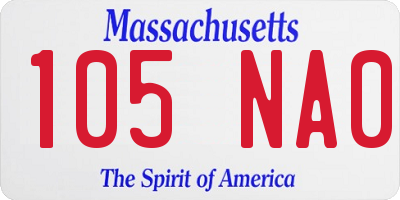MA license plate 105NA0