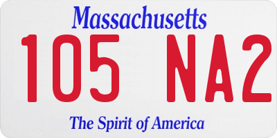 MA license plate 105NA2