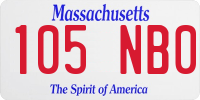MA license plate 105NB0