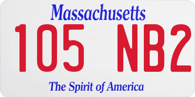MA license plate 105NB2