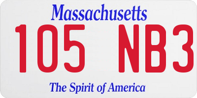 MA license plate 105NB3