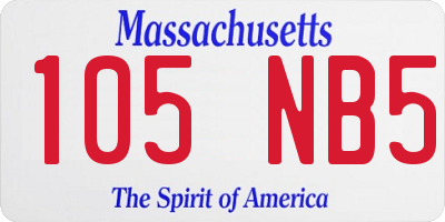 MA license plate 105NB5