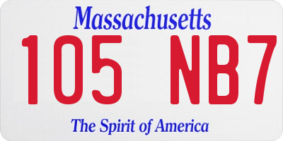 MA license plate 105NB7