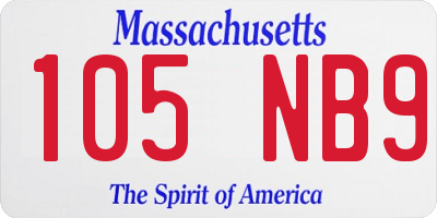 MA license plate 105NB9