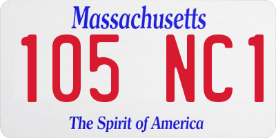MA license plate 105NC1