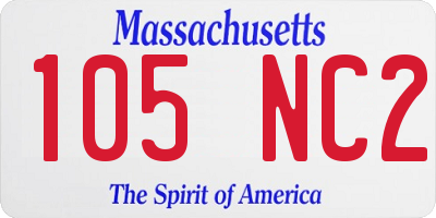 MA license plate 105NC2