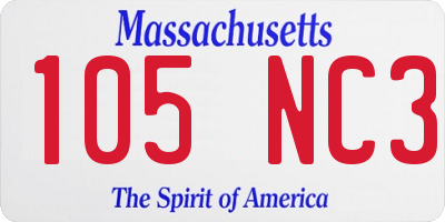 MA license plate 105NC3