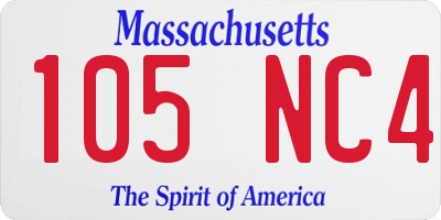 MA license plate 105NC4