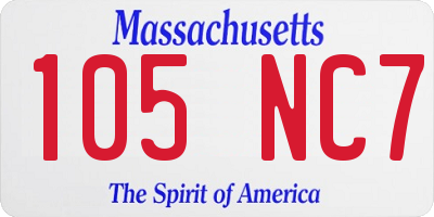 MA license plate 105NC7