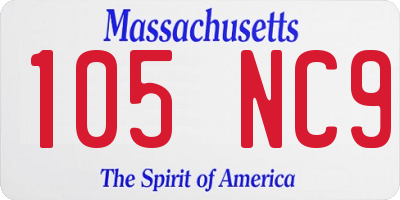 MA license plate 105NC9