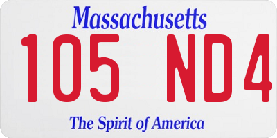 MA license plate 105ND4